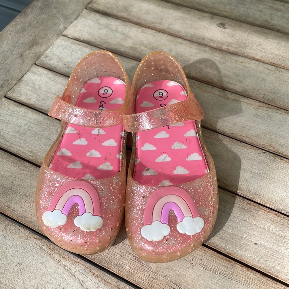 Cat & Jack pink jelly rainbow sandals.  Size 9.